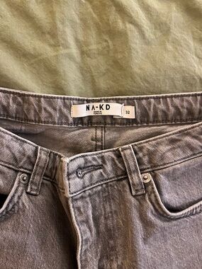 NA-KD Women's Gray Flare Jeans - Washed Wide Leg